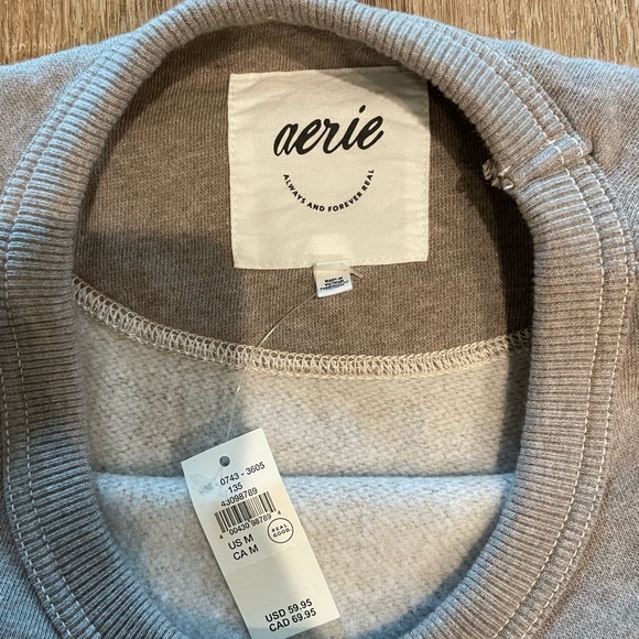 Aerie Tres Chic Sweatshirt NWT Medium Taupe - Picture 5 of 12